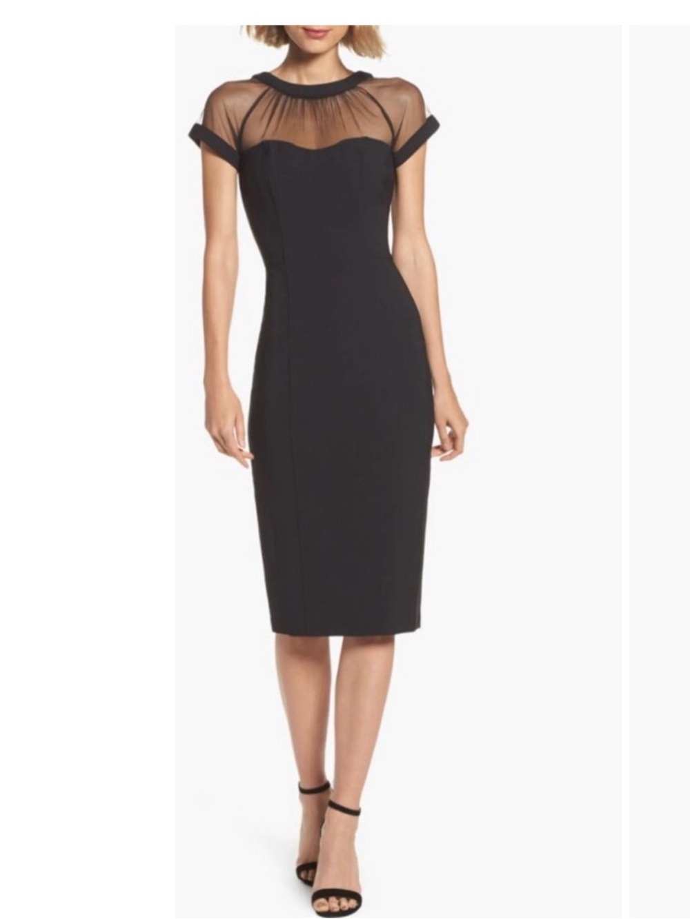 Maggie London Illusion Yoke Crepe Cocktail Dress